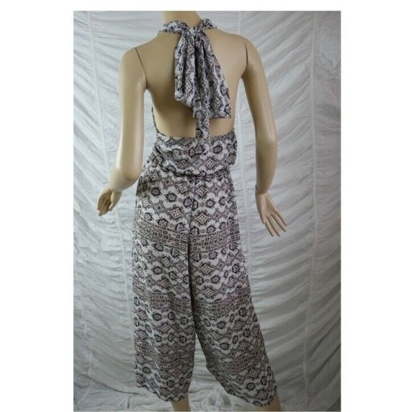 Sheike jumpsuit playsuit romper floral Sze 10 halter  tan brown wide leg boho - Picture 4 of 5